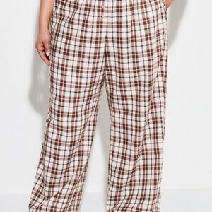 Torrid Light Pink, Cream and Burgundy Plaid Wide Leg Pants